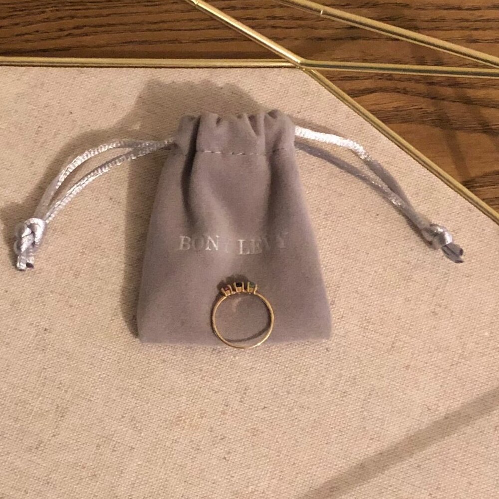 Bony Levy Gold 3 Stone Stackable Ring - image 5